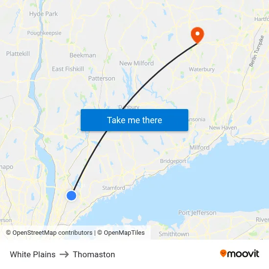 White Plains to Thomaston map