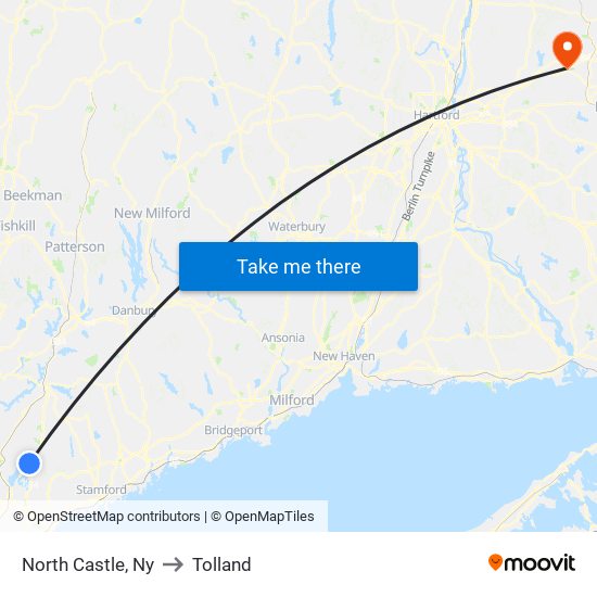 North Castle, Ny to Tolland map