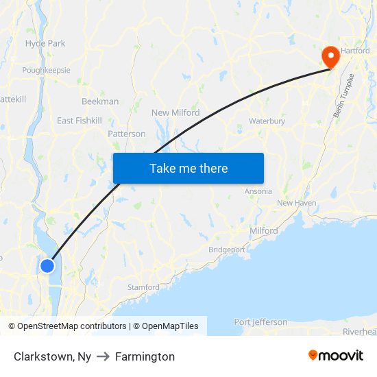 Clarkstown, Ny to Farmington map