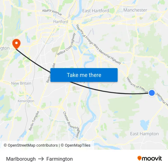 Marlborough to Farmington map