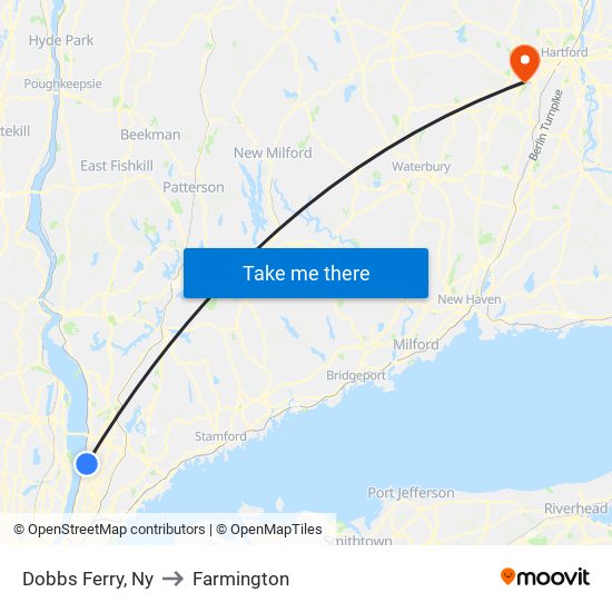 Dobbs Ferry, Ny to Farmington map