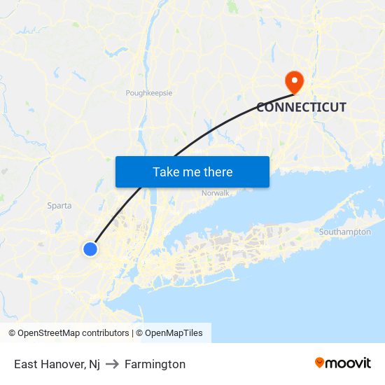 East Hanover, Nj to Farmington map