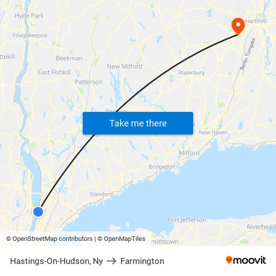 Hastings-On-Hudson, Ny to Farmington map