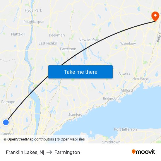 Franklin Lakes, Nj to Farmington map