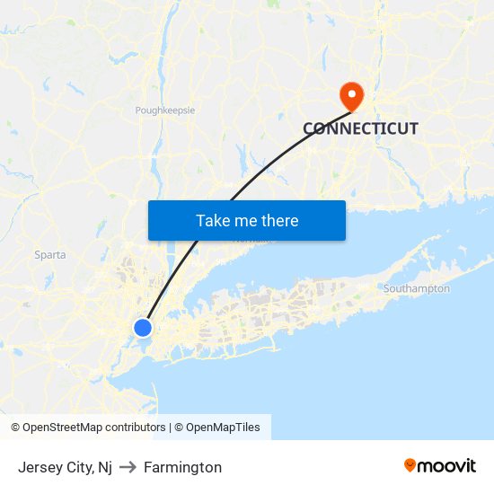 Jersey City, Nj to Farmington map