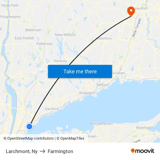 Larchmont, Ny to Farmington map
