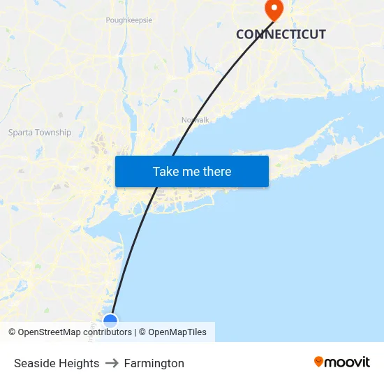 Seaside Heights to Farmington map