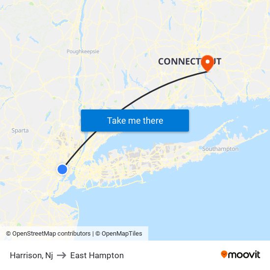 Harrison, Nj to East Hampton map