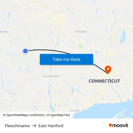 Fleischmanns to East Hartford map