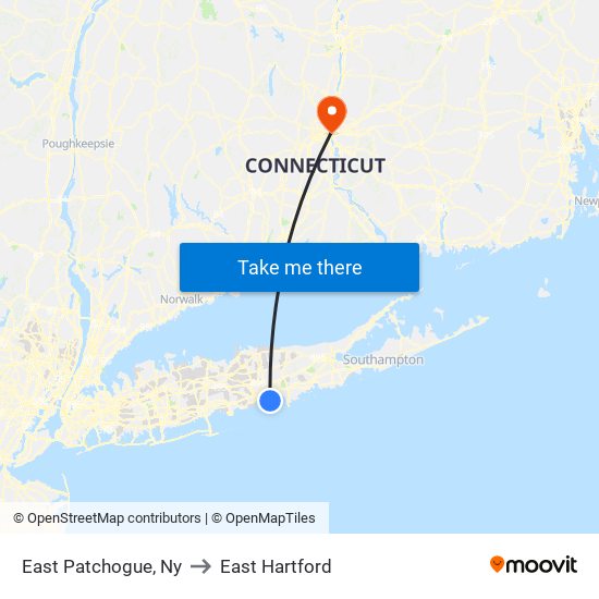 East Patchogue, Ny to East Hartford map