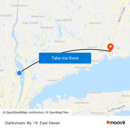 Clarkstown, Ny to East Haven map