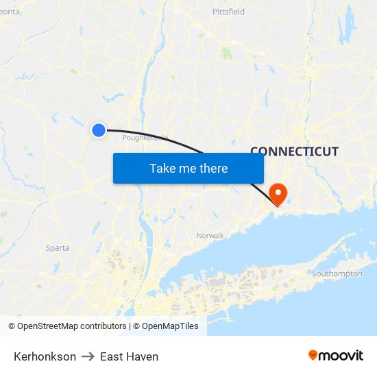 Kerhonkson to East Haven map