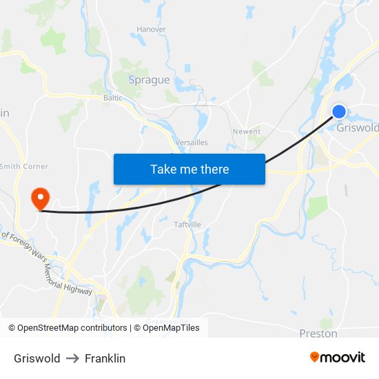 Griswold to Franklin map