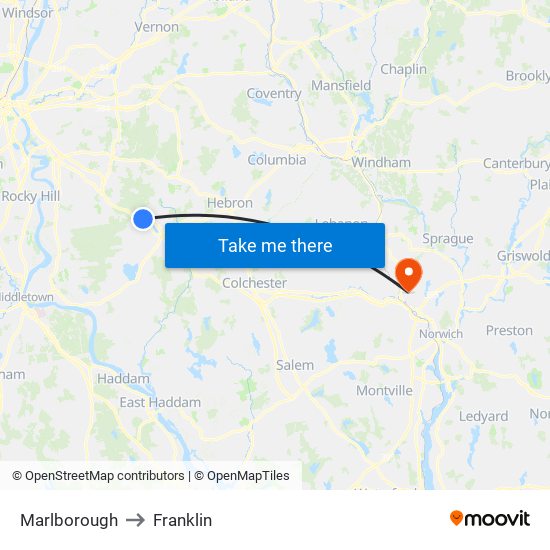 Marlborough to Franklin map