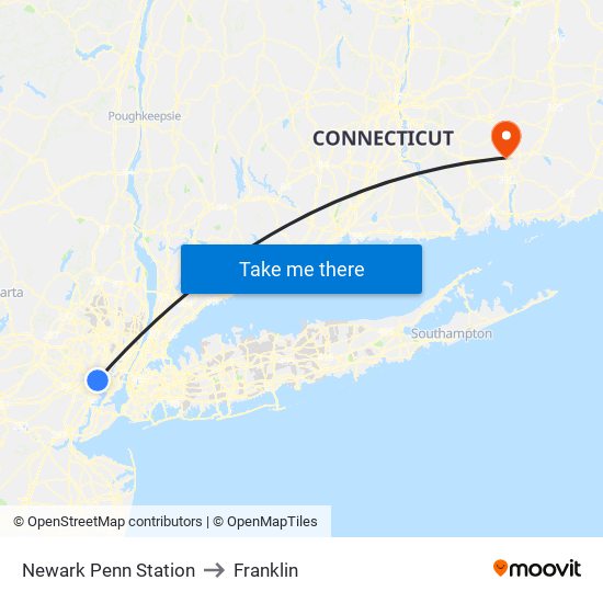 Newark Penn Station to Franklin map