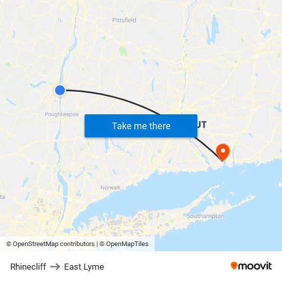 Rhinecliff to East Lyme map