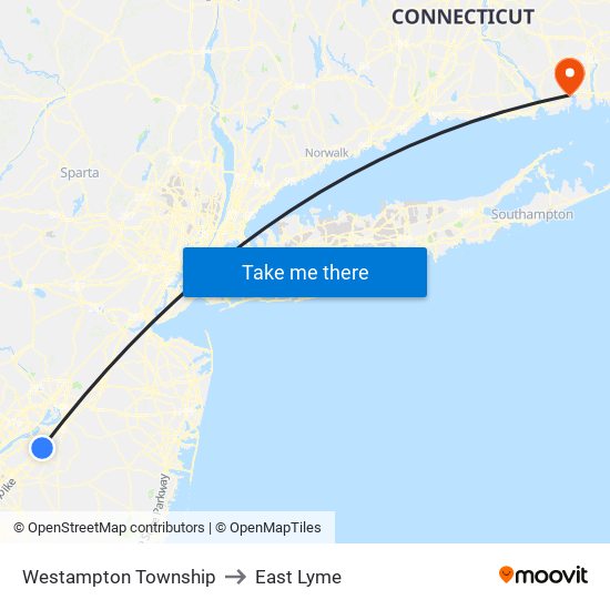 Westampton Township to East Lyme map