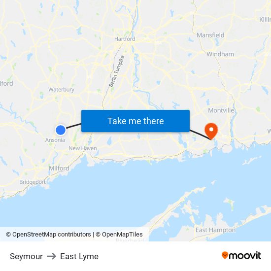 Seymour to East Lyme map