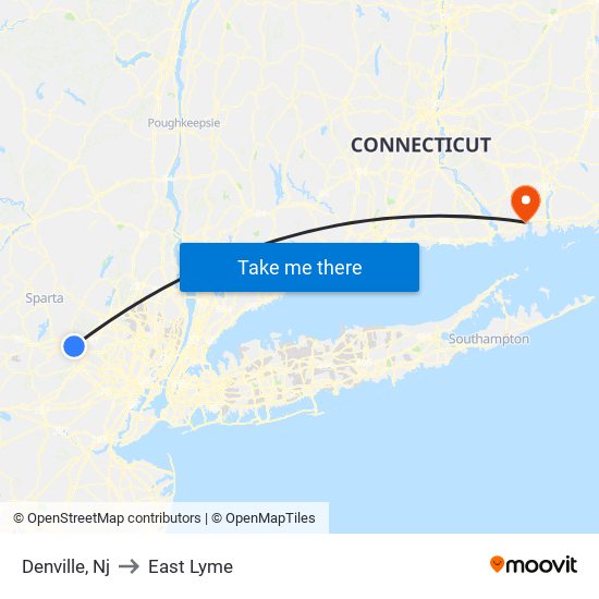 Denville, Nj to East Lyme map