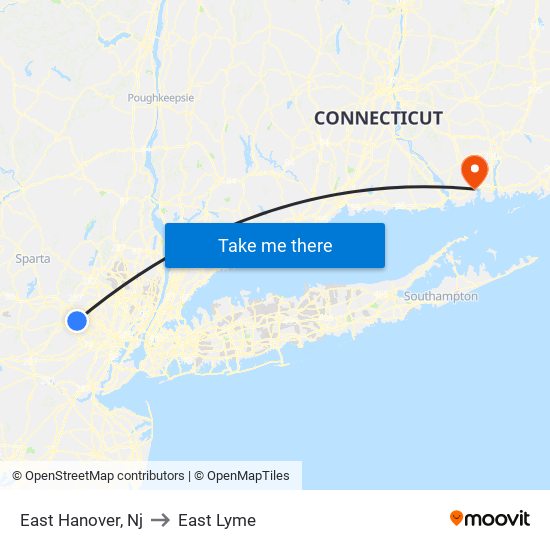 East Hanover, Nj to East Lyme map