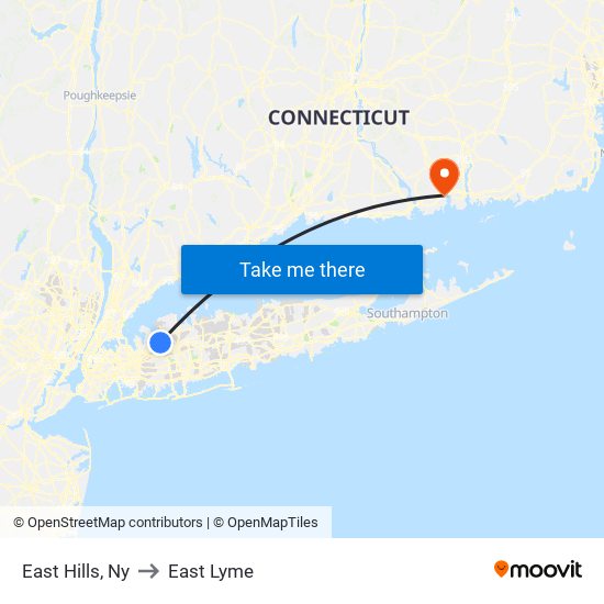 East Hills, Ny to East Lyme map