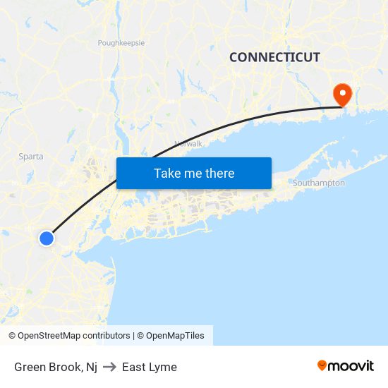 Green Brook, Nj to East Lyme map