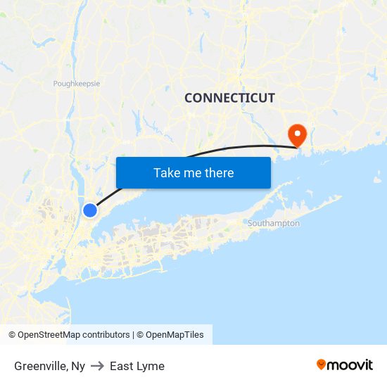 Greenville, Ny to East Lyme map