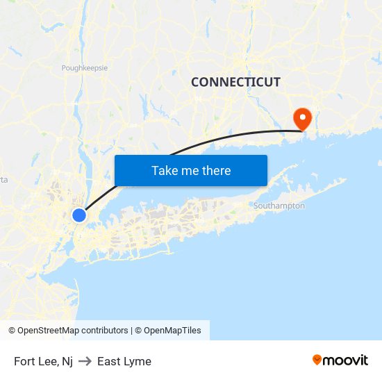 Fort Lee, Nj to East Lyme map