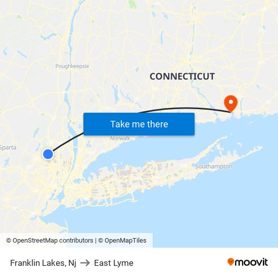 Franklin Lakes, Nj to East Lyme map