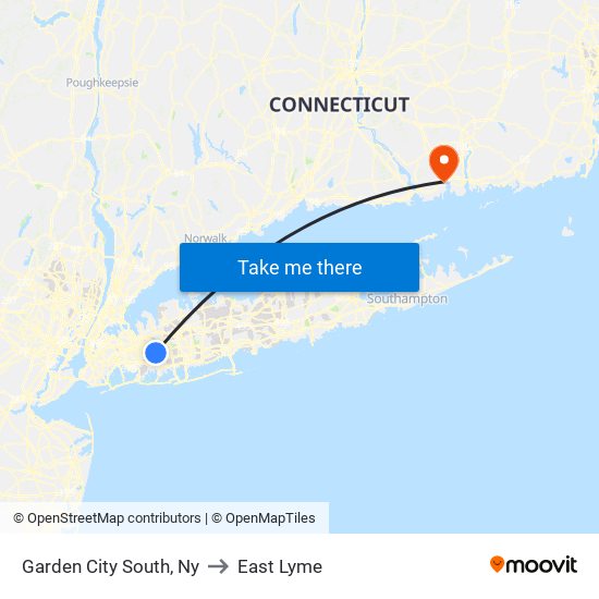 Garden City South, Ny to East Lyme map