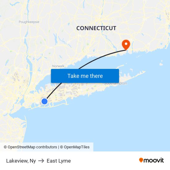 Lakeview, Ny to East Lyme map