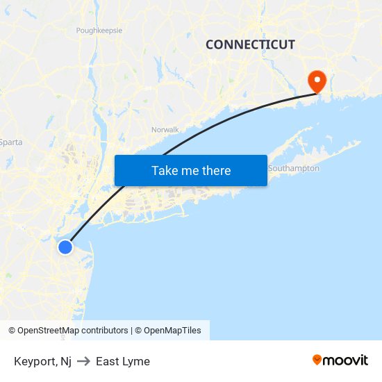 Keyport, Nj to East Lyme map