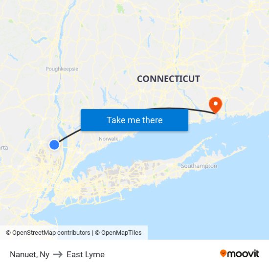 Nanuet, Ny to East Lyme map