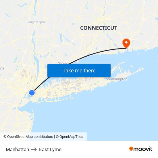 Manhattan to East Lyme map