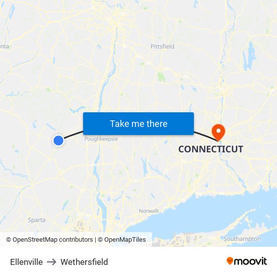 Ellenville to Wethersfield map