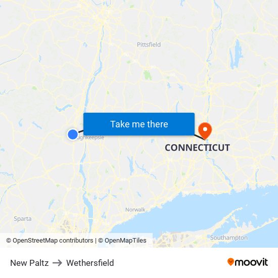 New Paltz to Wethersfield map