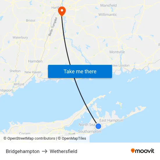 Bridgehampton to Wethersfield map