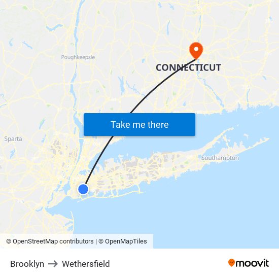 Brooklyn to Wethersfield map