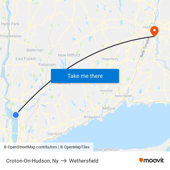 Croton-On-Hudson, Ny to Wethersfield map