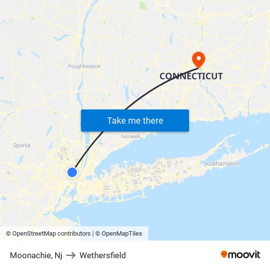 Moonachie, Nj to Wethersfield map