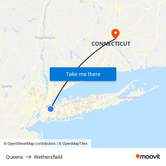 Queens to Wethersfield map