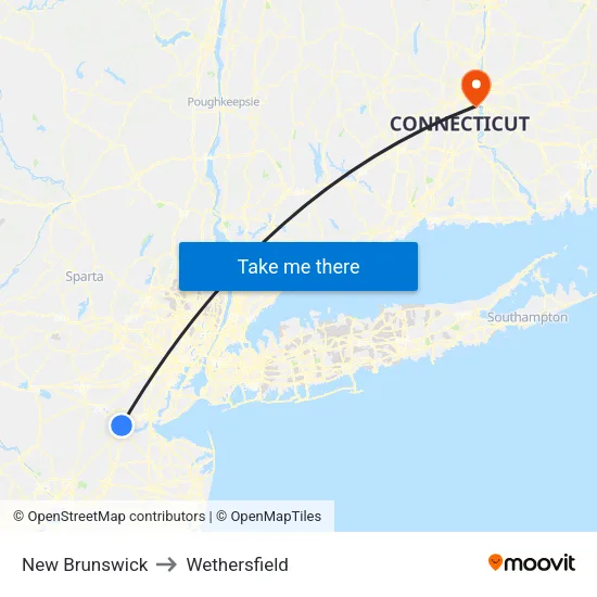 New Brunswick to Wethersfield map
