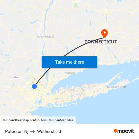 Paterson, Nj to Wethersfield map