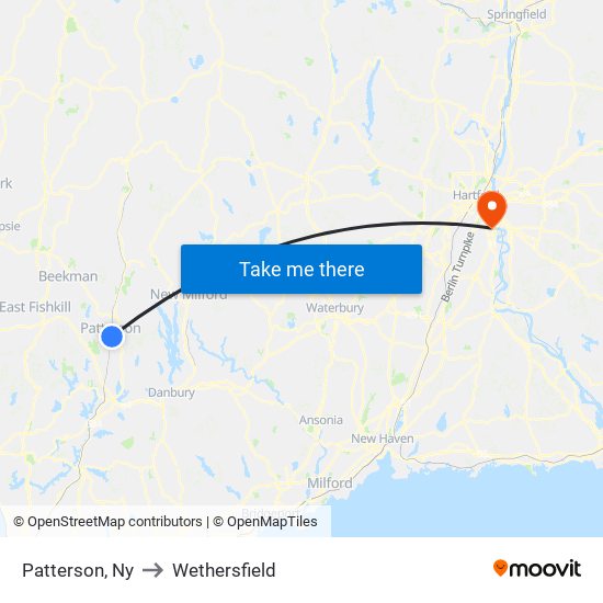 Patterson, Ny to Wethersfield map