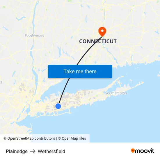 Plainedge to Wethersfield map