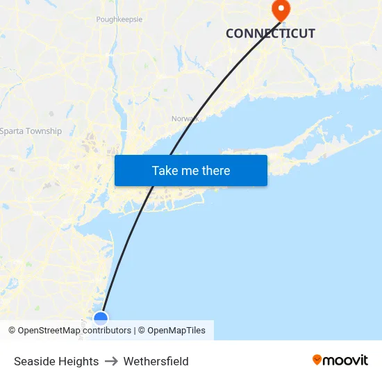 Seaside Heights to Wethersfield map