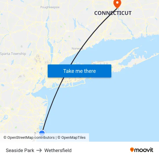 Seaside Park to Wethersfield map