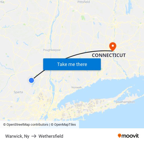 Warwick, Ny to Wethersfield map