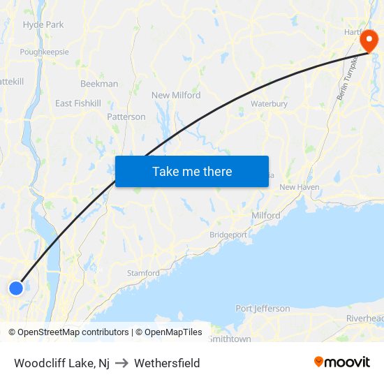 Woodcliff Lake, Nj to Wethersfield map