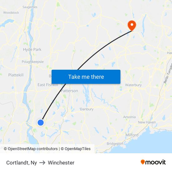 Cortlandt, Ny to Winchester map
